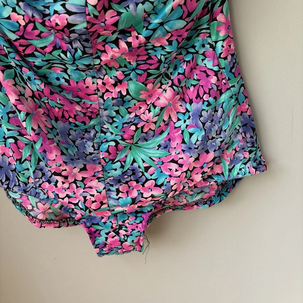 Vintage Maxine of Hollywood Womens Sz 16 Vintage One Piece Swim Suit Pink Floral